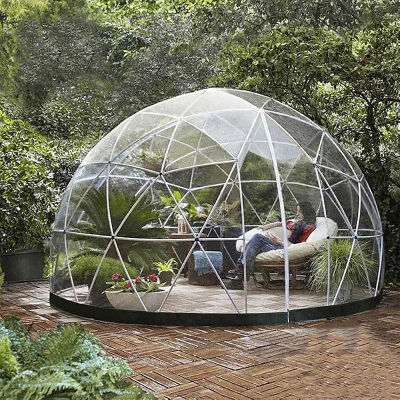 

12FT Garden Dome Bubble Tent,Waterproof Clear Dome Tent,Geodesic Dome With Cover With PVC Cover, Door And Windows