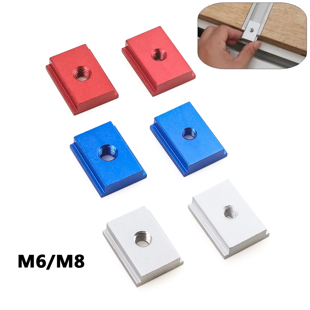 10Pcs M6 M8 T-Slider for T-Slot Miter Track Slider Sliding Nut Aluminum T Slot Nut for Woodworking Tool Jigs Screw Slot Fastener