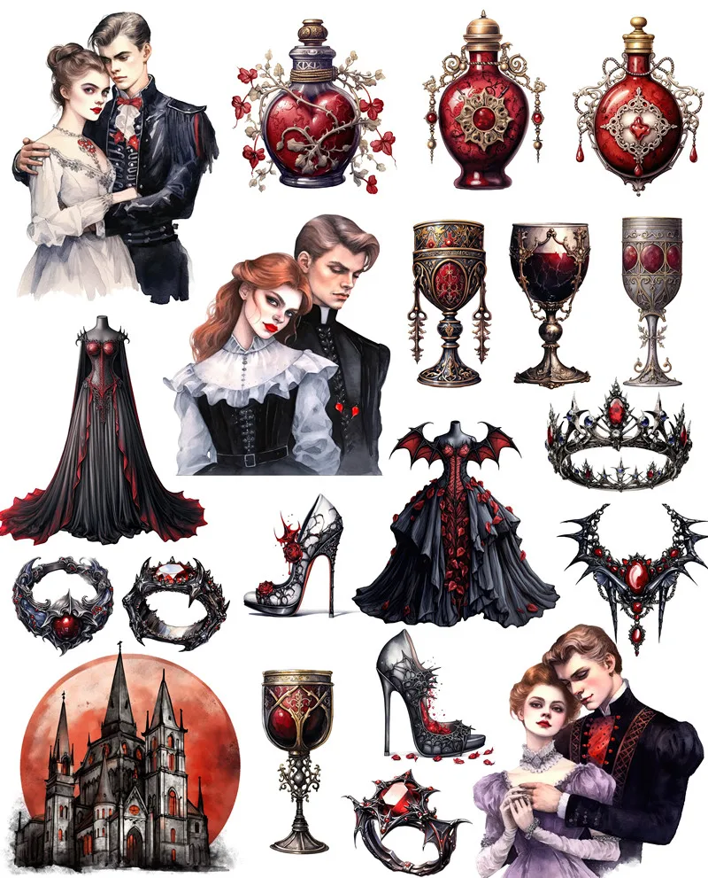 Vampire Couple Stickers Crafts And Scrapbooking stickers kids toys book Decorative sticker DIY Stationery