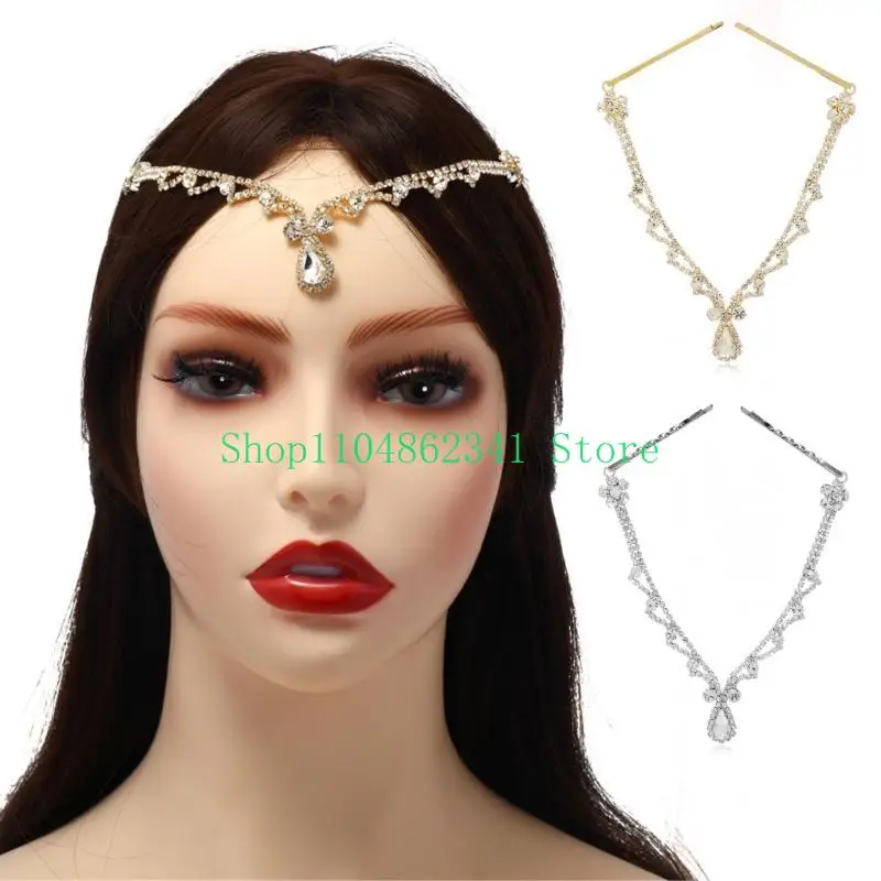 

652F Rhinestones for Head Chain Gold Silver Forehead Chain Boho Crystal Headpiece
