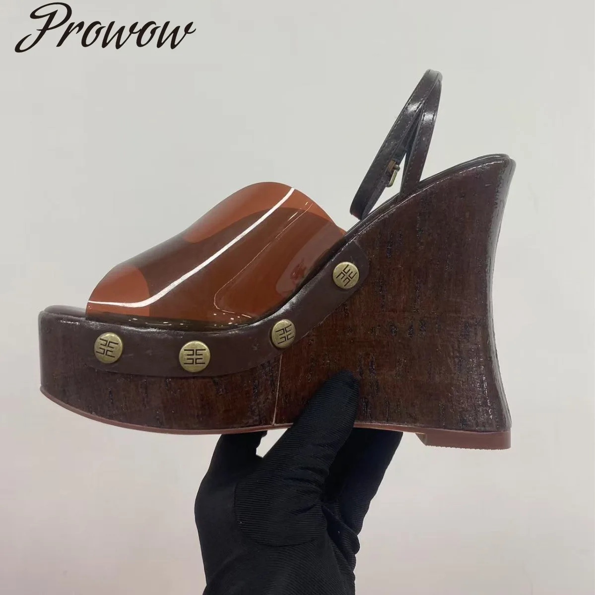 

Босоножки на высоком каблуке на блочном каблуке, женские босоножки на платформе с текстурой дерева, босоножки на платформе с металлическими шипами