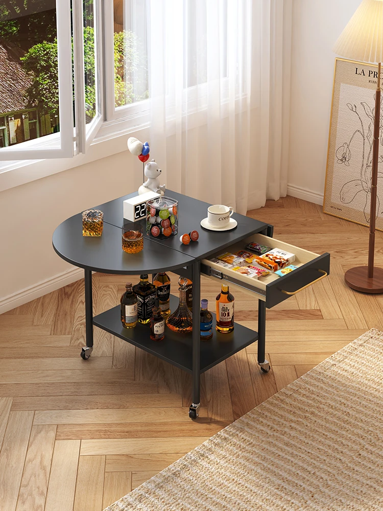 Coffee Table Small Apartment Living Room Simple Foldable Tea Table Sofa Side Table Trolley Side Cabinet Mobile