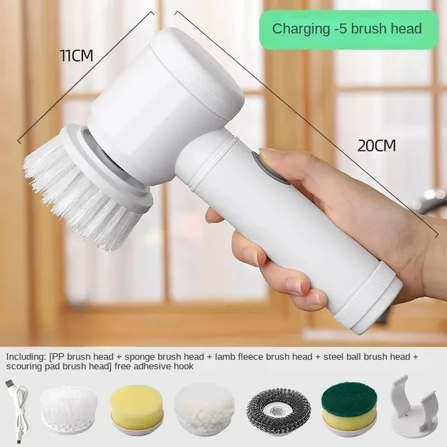 

Electric Spin Scrubber,Bathroom Cleaning Brush Power Scrubber with 5 Replaceable Brush Heads, Electric Cleaning Brush