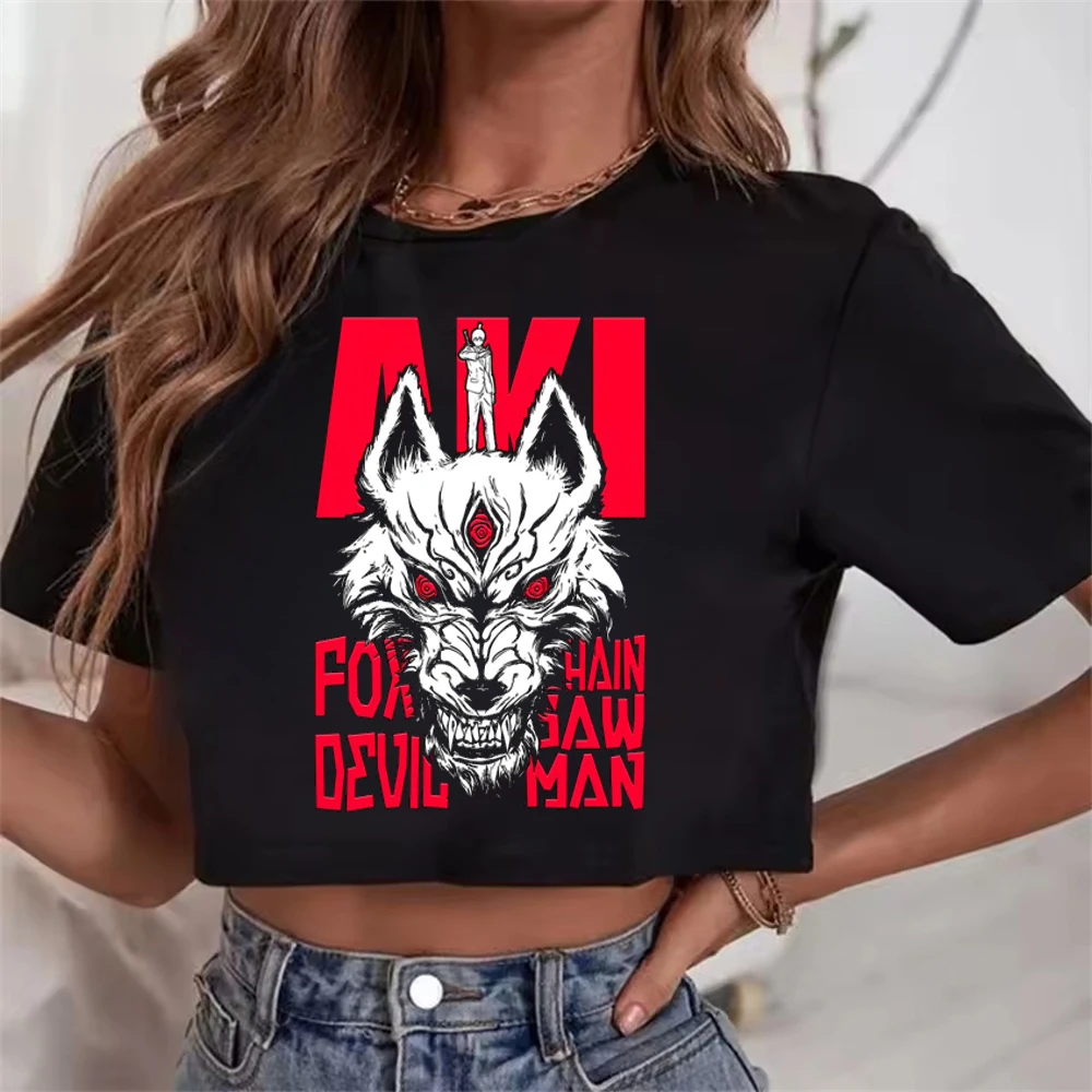 Chainsaw Man cropped top shoujo japan scene  summer t shirt streetwear meme summer