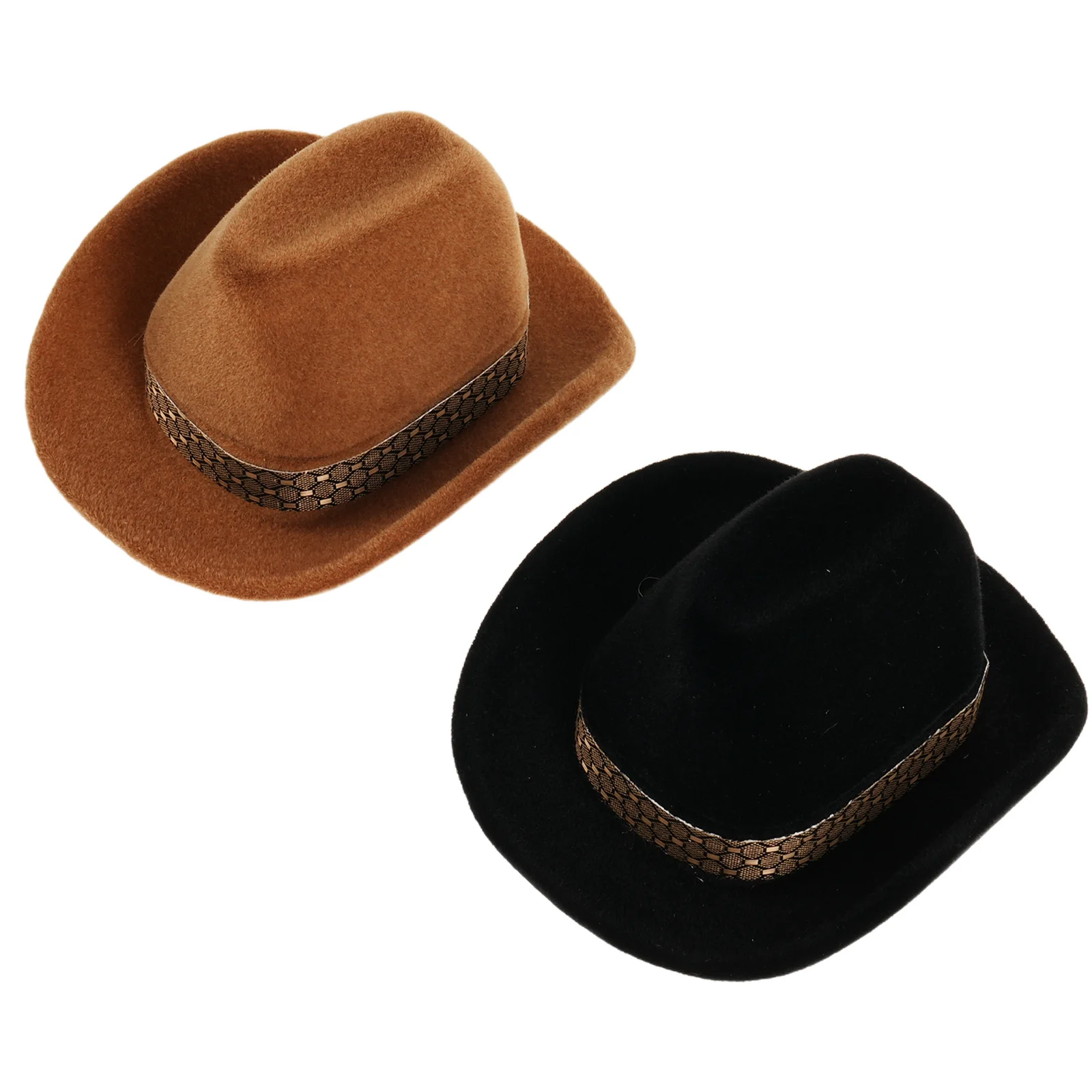 

2pcs Cowboy Hat Jewelry Box 2.67X2.36X1.57 Flocking Lined Ring Holder For Wedding Engagement Travel Mini Western Style Storage