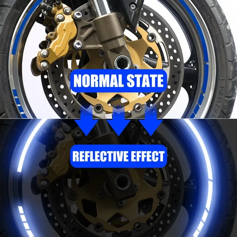 Motorcycle Reflective Strips 18pcs Wheel Rims Colorful Hub Stickers Bike Scooter Styling Reflector Decals Reflective Rim Tape