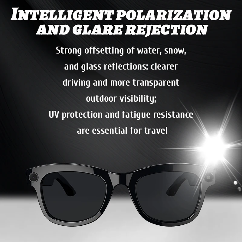 AI Smart Glasses 500W HD Camera Shooting Bluetooth Calling Intelligent Voice Assistant Control Music Smart Glasses For Men Women