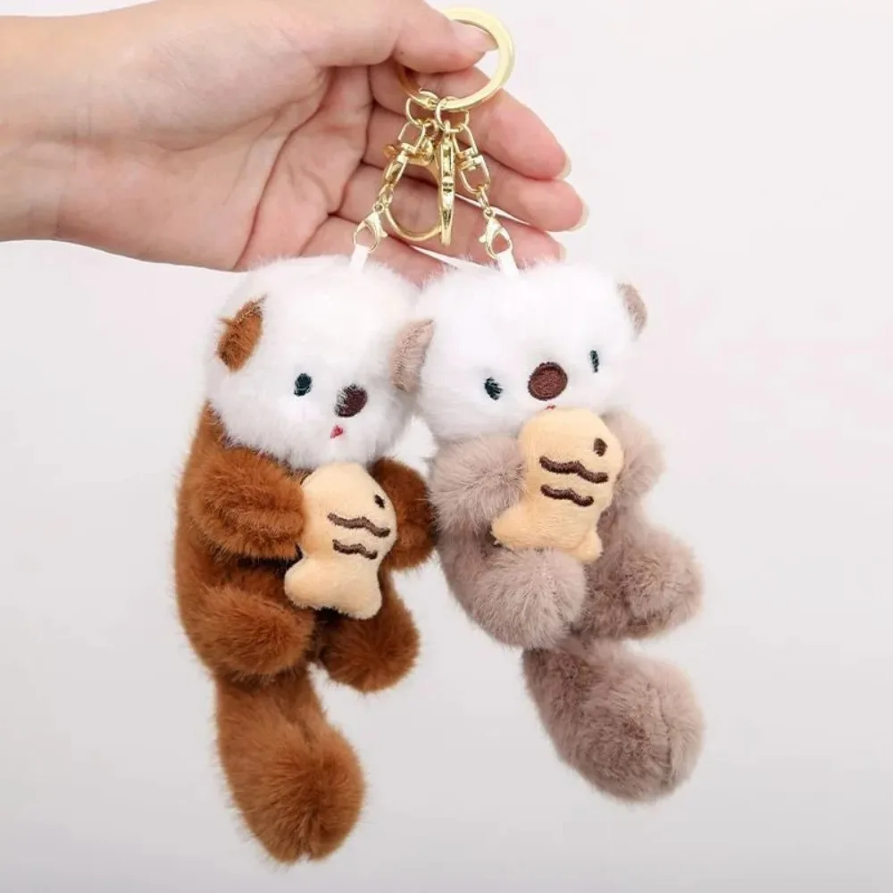 New Cartoon Sea Otter Plush Keychain Small Pendant Fish Seal Plush Doll School Bag Pendant view 4