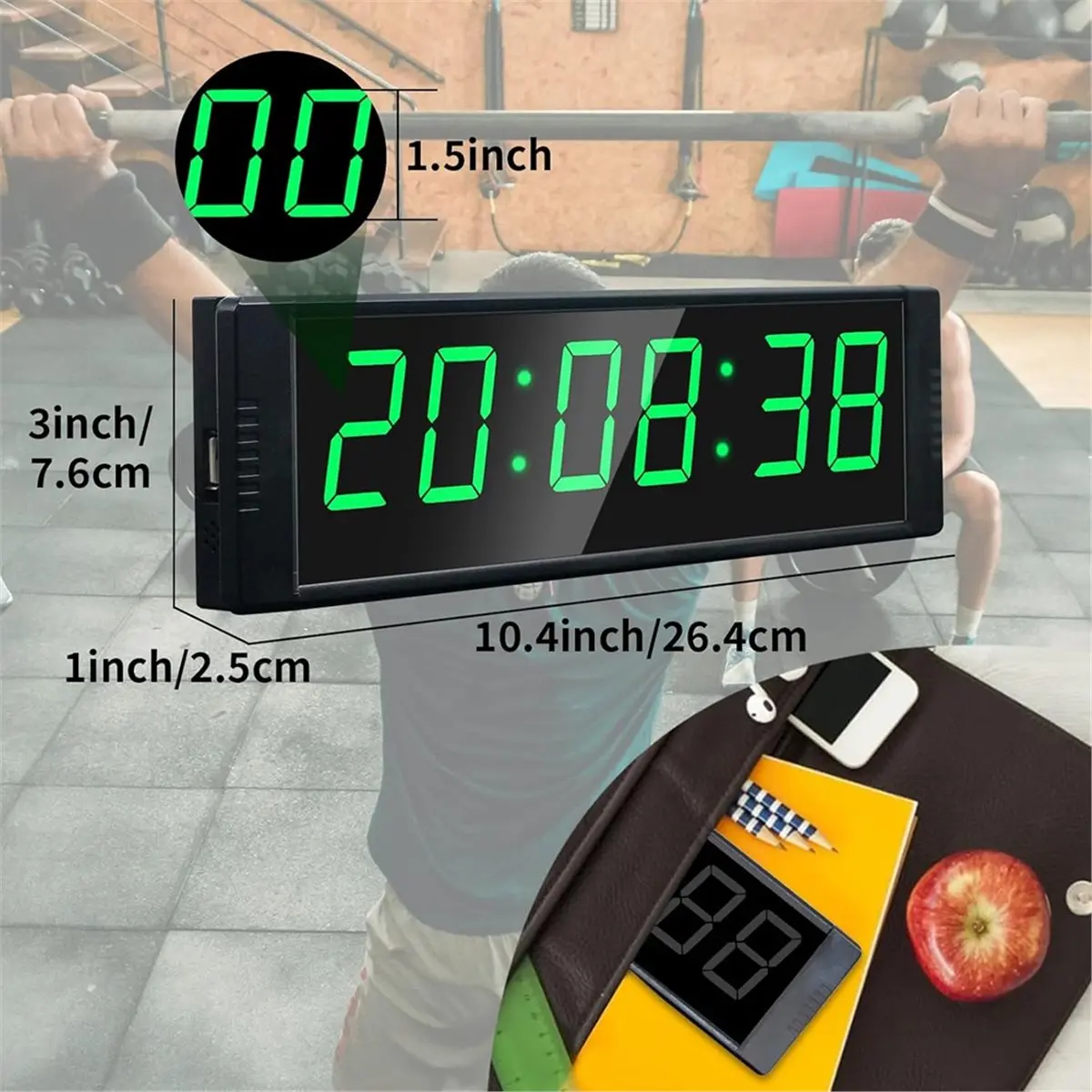 Gym Clock for Home Gym with /Stop Button, Interval Timer for Workout,Stopwatch/Countdown Timer with Remote EU Plug