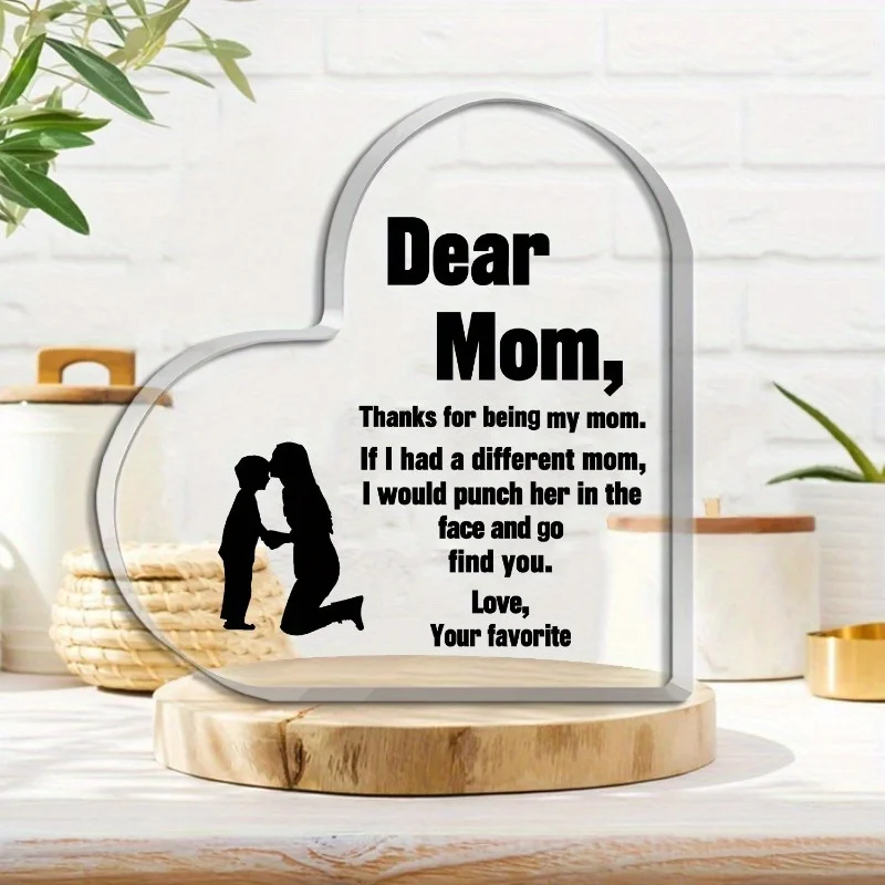 Acrylic Heart Mother Medal Gift, Acrylic Best Mom Badge Collectible Statue, Sentimental Style for Mom Grandma Daughter, Birthday