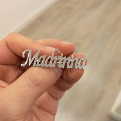 Customized personalized name brooch, stainless steel badge, nameplate, wedding jewelry gift for women and men