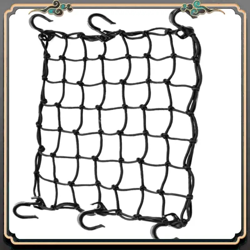 

M45K-1 Piece Motorcycle Bicycle Cargo Net Featuring 6 Adjustable Hooks And Tight Mesh Black Latex+ABS Bicycle Exterior Accessori