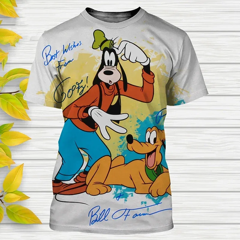 Camisetas con estampado 3d de Disney Goofy, ropa de calle de dibujos animados, camisetas para hombres y mujeres, camisetas informales de moda para niños y niñas 2024