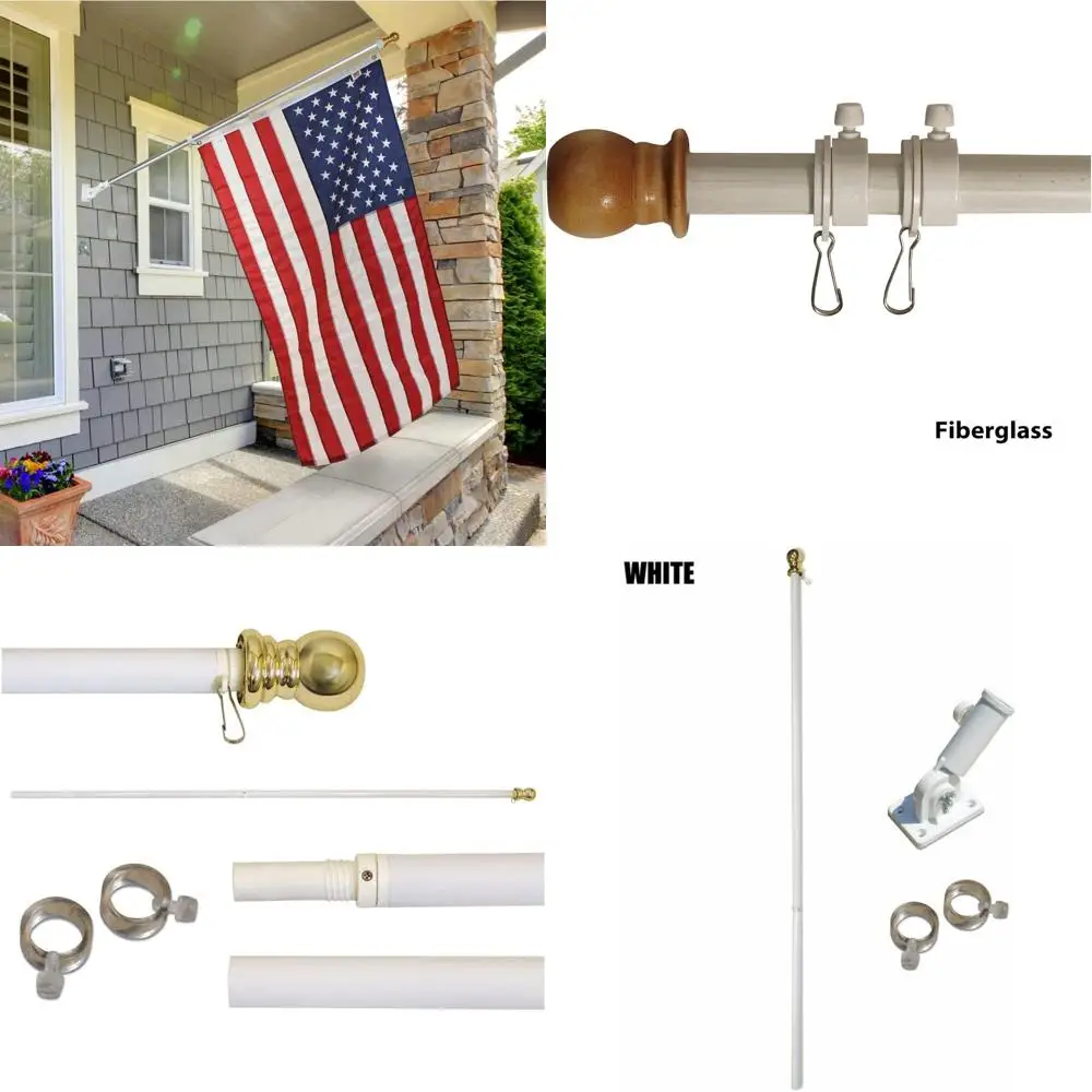 

6 Foot Fiberglass Flagpole with Tough Nylon Flag - Heavyweight Stripes and Embroidered Stars | Anti-Wrap Rotating Rings