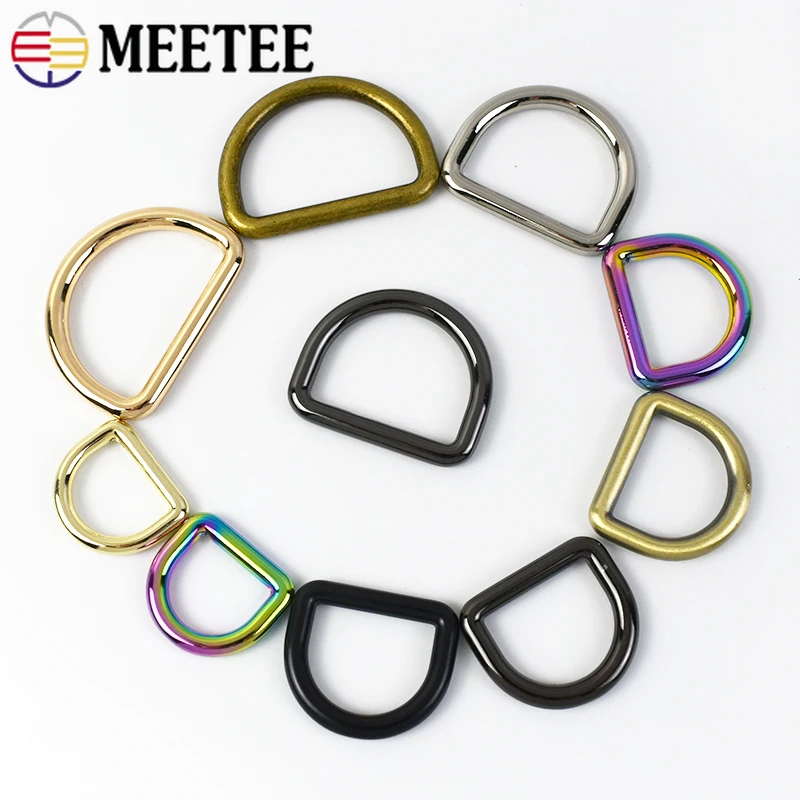 20Pcs Meetee 10-38mm Metal D Ring Buckles for Bags Strap Backpack Webbing Dog Collar Leather Belt Loops Clasp DIY Accessories