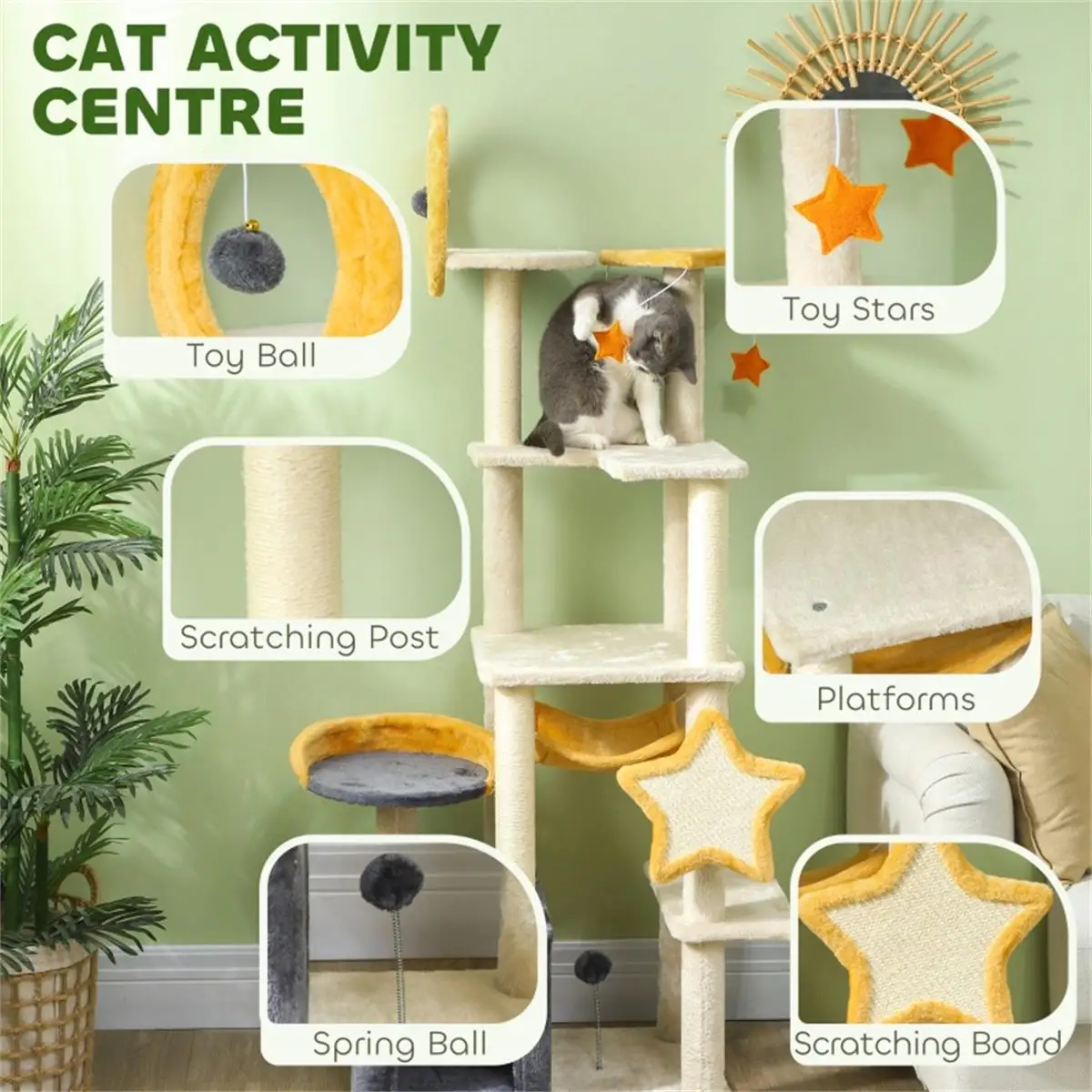 

Multi-Level Cat Tree Tower with Scratching Posts & Cozy Hideouts | Durable Cat Furniture for Play & Rest