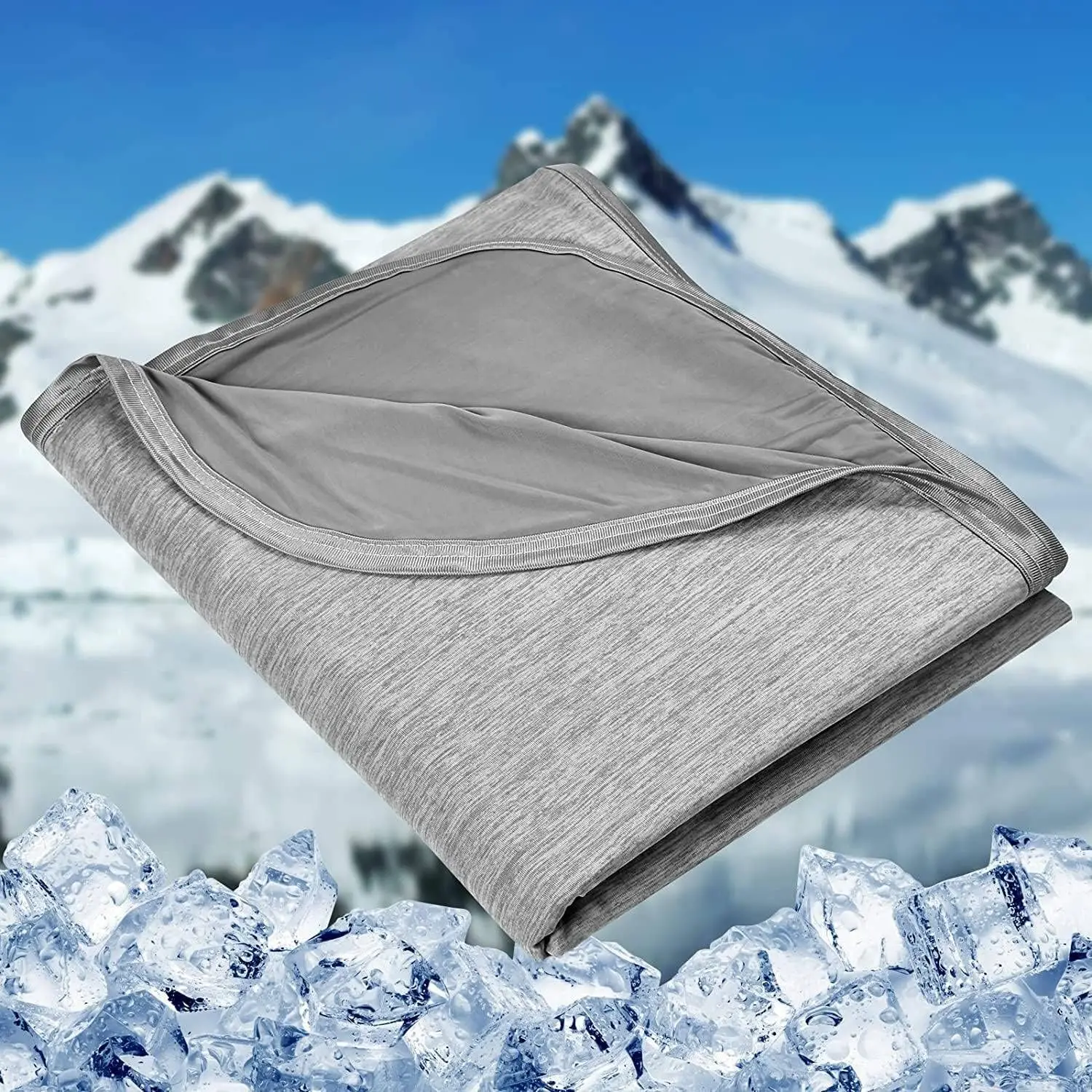 

Cooling Blanket for Hot Sleepers - Lightweight Breathable Double Sided Summer Blanket for Bed Couch Sofa, Keeps Cool for Night Sweats, 90x90 Inches Grey