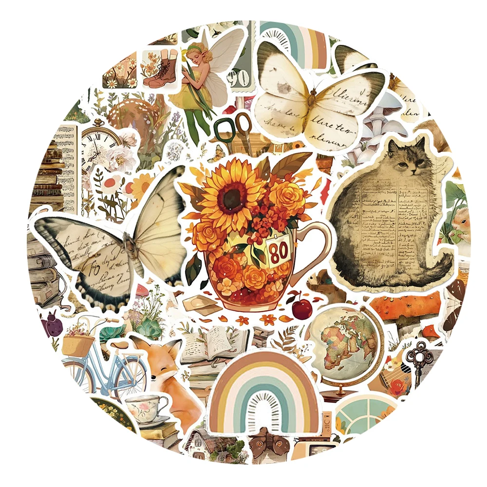 

10/30/50pcs Vintage Cute Animal Mushroom Cartoon Stickers Creative Graffiti Sticker DIY Suitcase Phone Laptop Decals Toy Gift