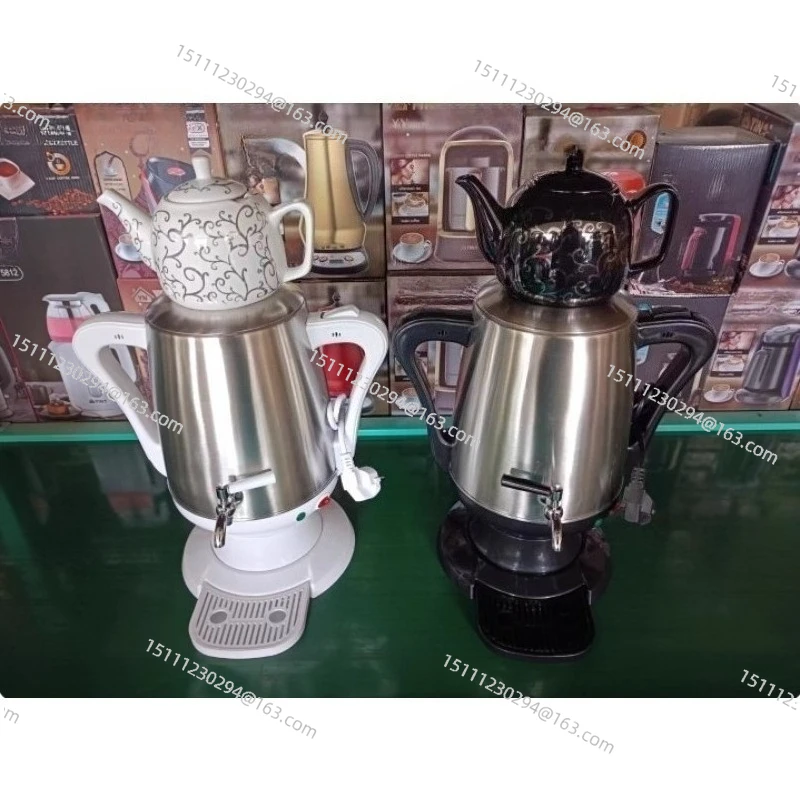 

"Turkish Samovar Tea Set - Electric Kettle with Dual Chamber for Black Tea Brewing, Traditional Copper Pot"