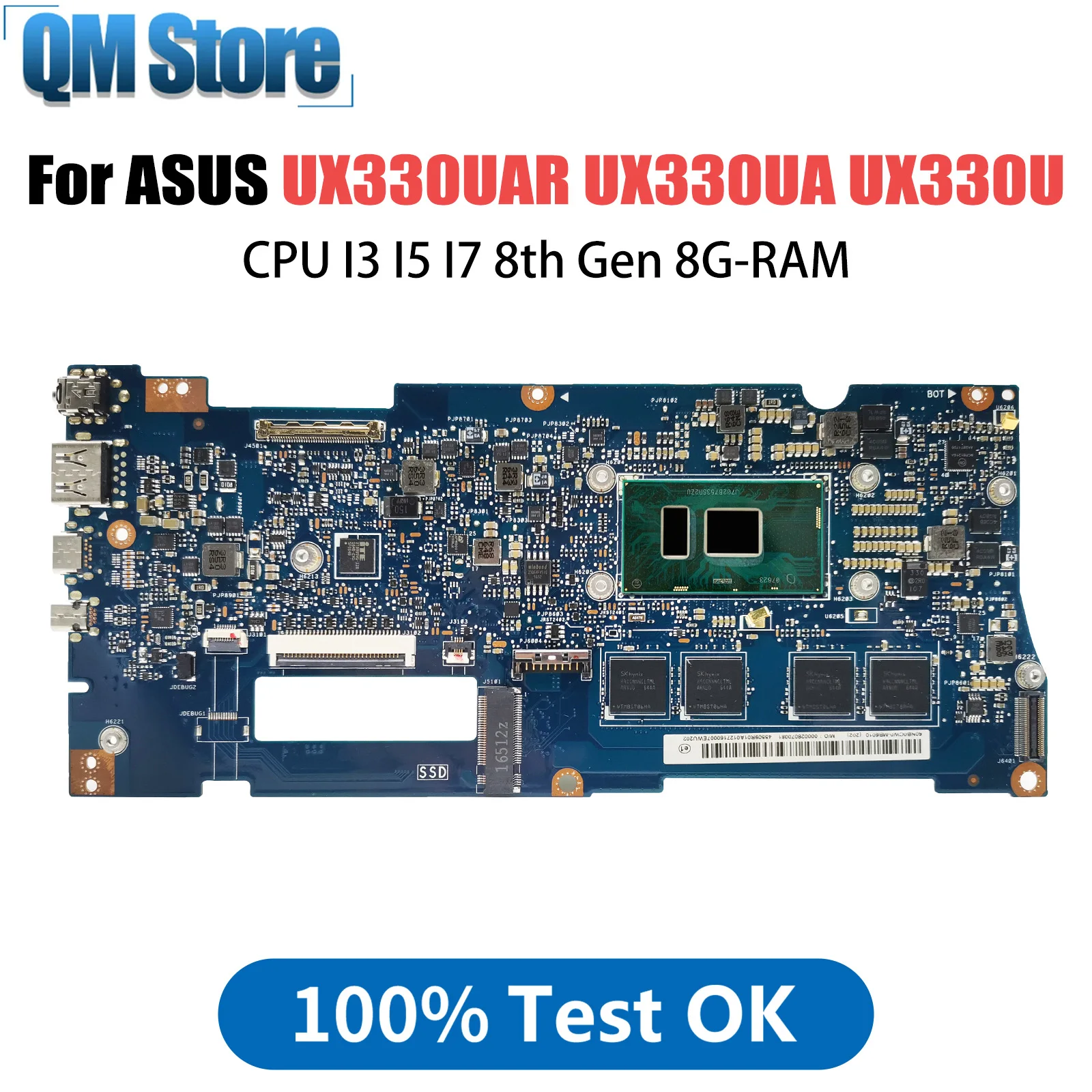 

UX330UAR Mainboard For ASUS UX330U UX330UAK UX330UA Laptop Motherboard I3 I5 I7 8th Gen CPU 8GB RAM 100% Test OK