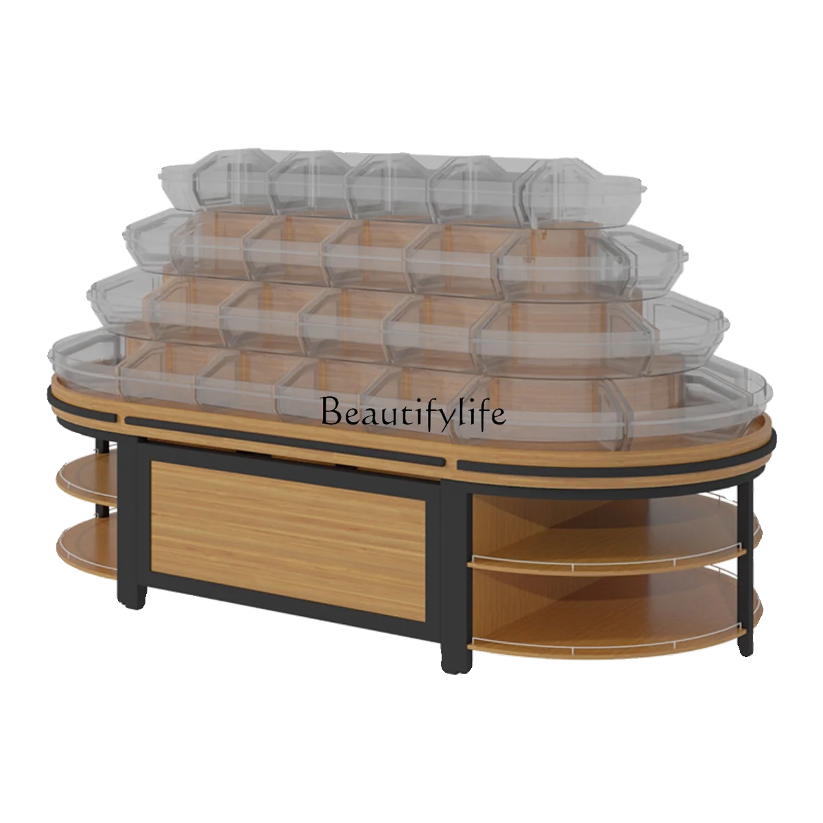 Supermarket shelf display rack Steel wood biscuits loose weight Snack shelf Commercial single-sided double-sided