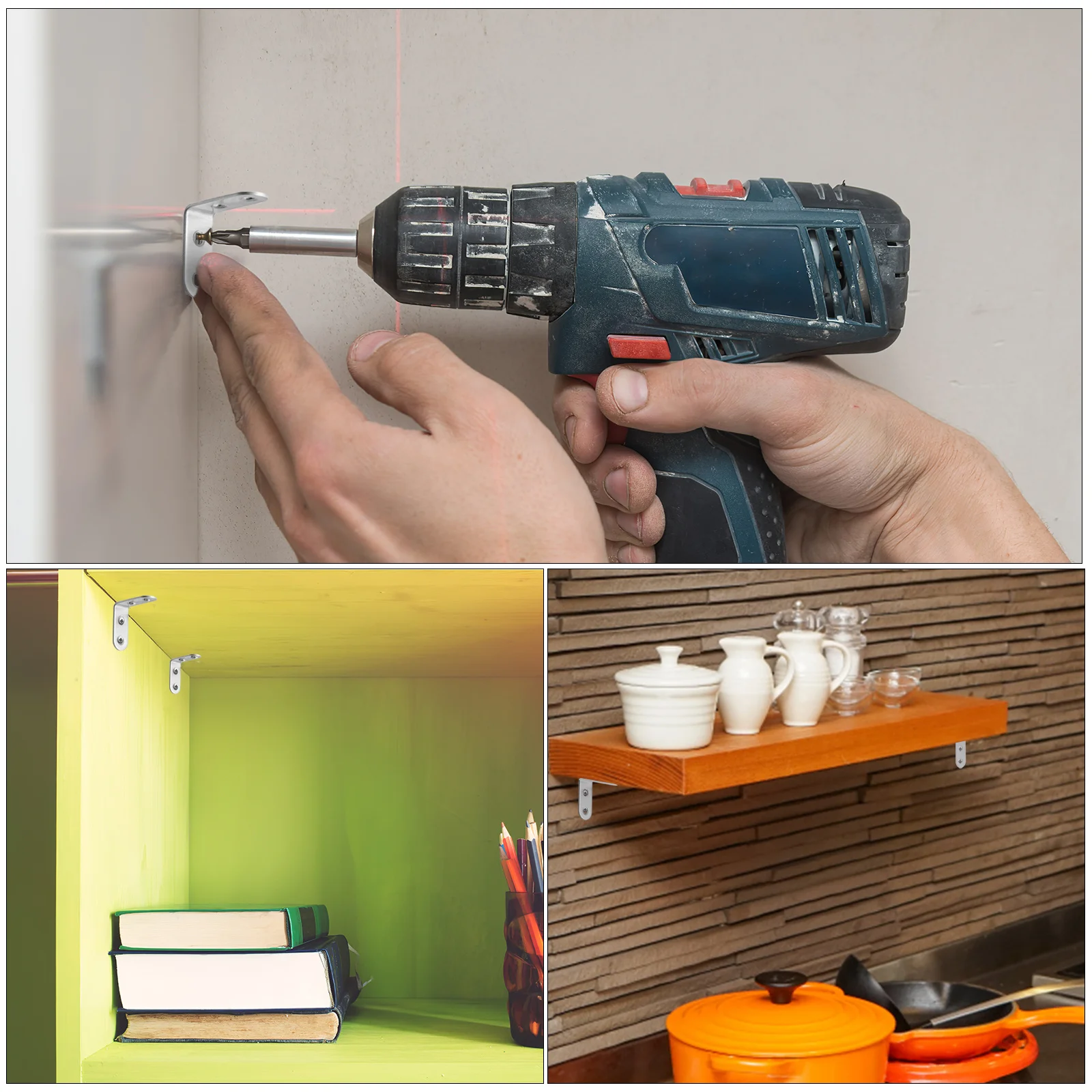 

1 Set Of Stainless Steel Corner Brackets Screws Rust Proof Iron Angle Brackets For Furniture Repair Table Bed Shelf Fixing Kit