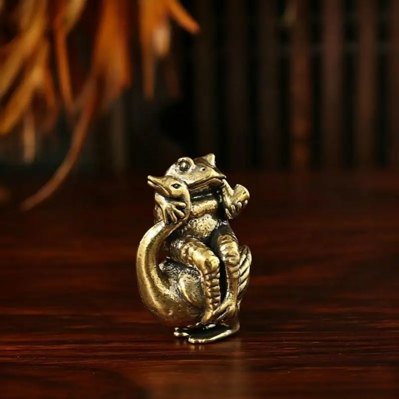 Kupferne Mini-Kröten-Figuren auf Schwanen reiten – Skulpturen, Ornamente, Dekoration für Zuhause und Büro, Schreibtisch-Accessoires, Geschenke – Detail 3