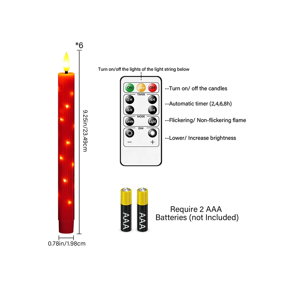 LED Flameless Candles Red Paraffin Wax String Lights Flickering Safe Smokeless for Valentine's Day Wedding Decor Romantic Gift