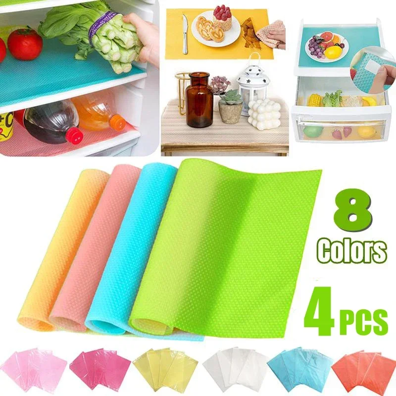 Refrigerator Mats Refrigerator Liners Refrigerator Pads Shelf Mat Washable Fridge Liners Drawer Table Placemats Multi-Use Shelf