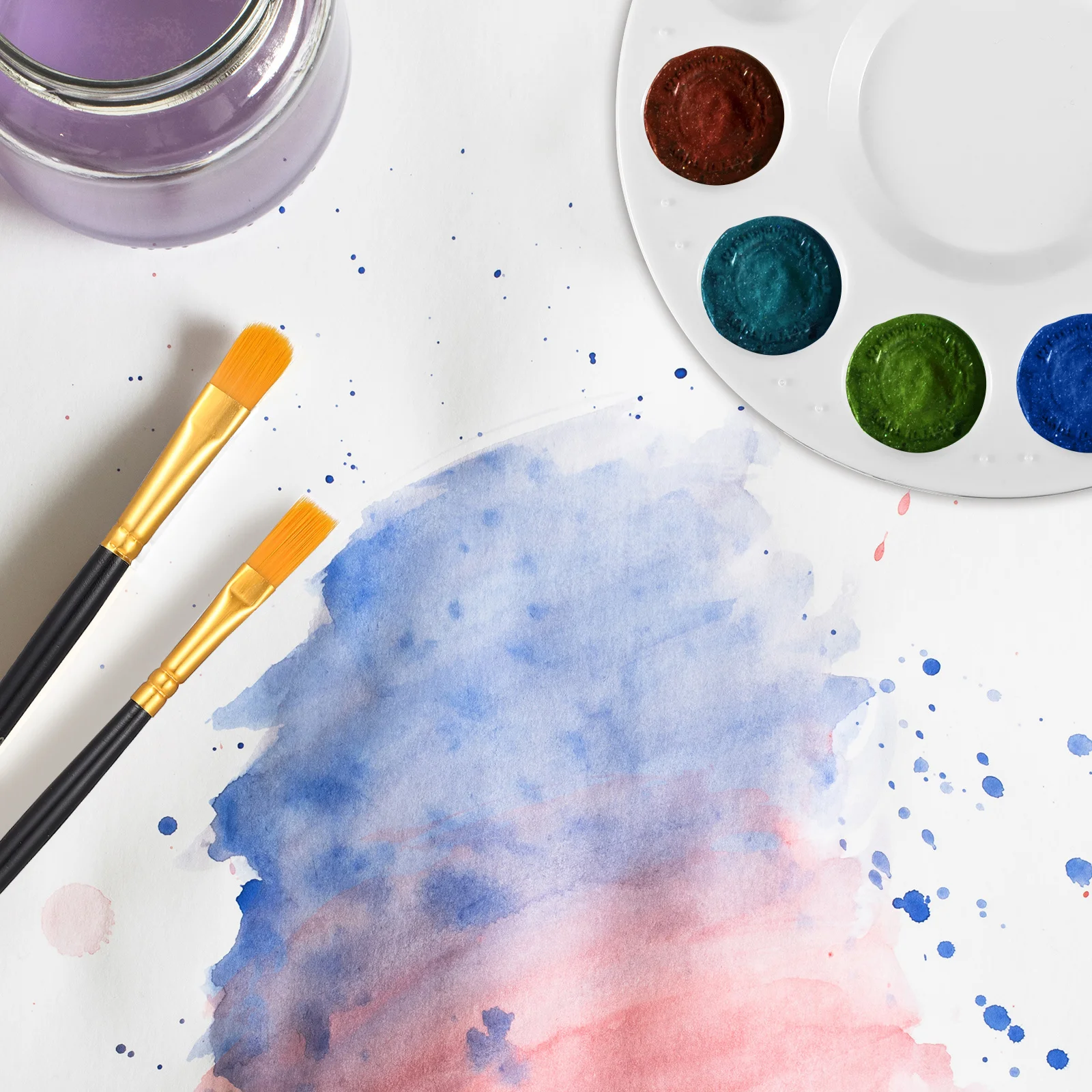 

10 pcs Painting Brush Set With Palette For Acrylic Oil Watercolor Painting Art Craft Kids Adults Artists Nylon Tools Kit