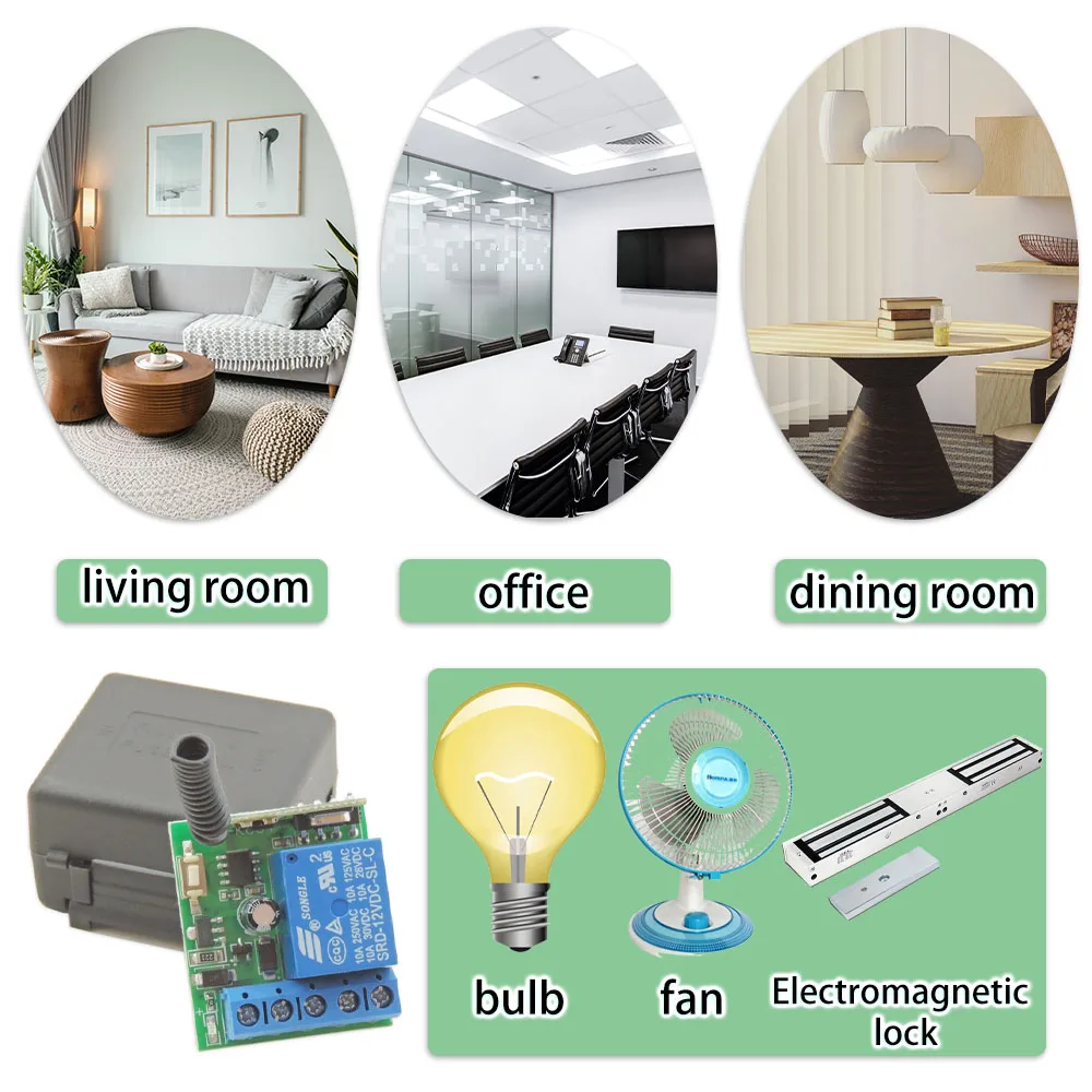 433mhz RF uniwersalny pilot przełącznik DC 12V 10A 1Ch przekaźnik odbiorczy i 4 przycisk nadajnik dla wiatrak Led agd
