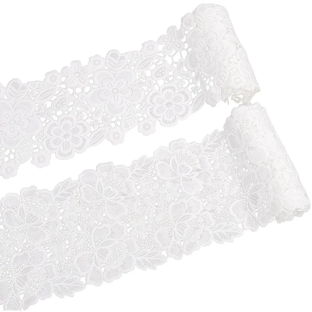 4 Yards 2 Styles Milk Fiber Lace Trim Ribbon Clothes Accessories White 5-1/2~5-3/4 inch(141~147mm) 2 yards/style