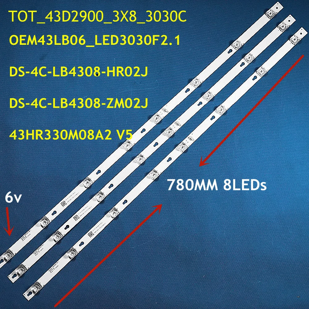 Strip LED untuk L43E5800-UD Shine0n 2D02636 DS-4C-LB4308-HR02J LE43D8600 LVF430CSOT LVF430CSOT