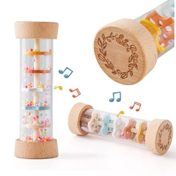 Montessori Baby Rain Stick Rainbow Hourglass Rain Music Rattle Baby Educational Toy Rainmaker Montessori Sensory Toys for Kids