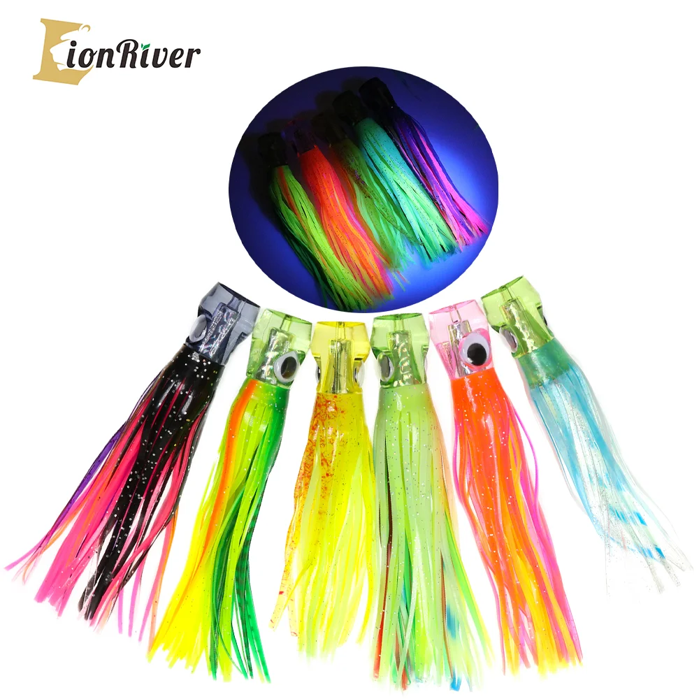 LIONRIVER Squid Skirt Octopus Head Soft Trolling Lure Artificial Baits For Tuna Marlin Mahi Saltwater  BoatFishing Assesories