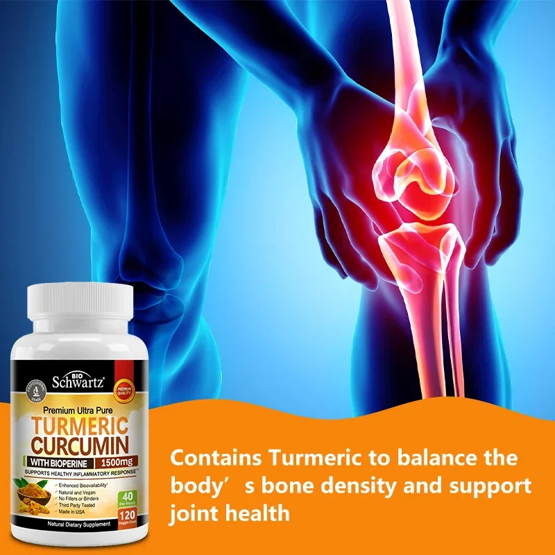 Turmeric Curcumin Capsules - Black Pepper Natural Joint Health, Strengthens Cartilage Structure, Anti-Inflammatory