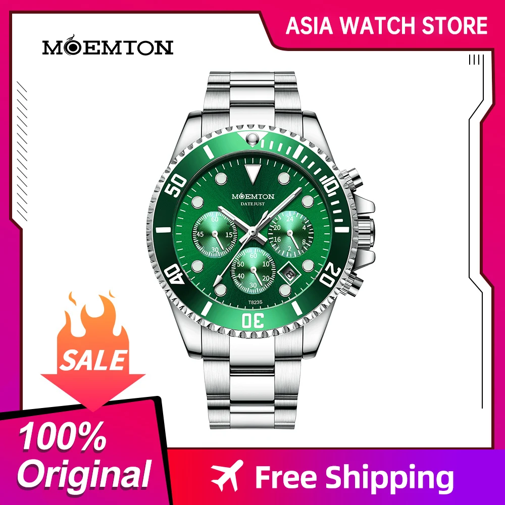 

MOEMTON Men's mechanical watch Steel band 3bar waterproof multi-functional fashion watch