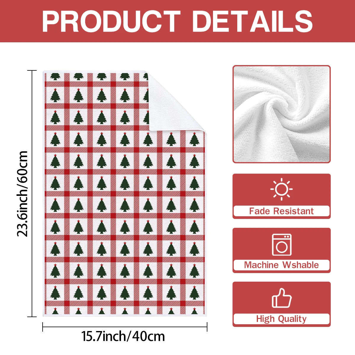 2/4pcs Christmas kitchen towels, green Christmas tree snowflake checkered pattern dishwashing towels, home decoration towel set,