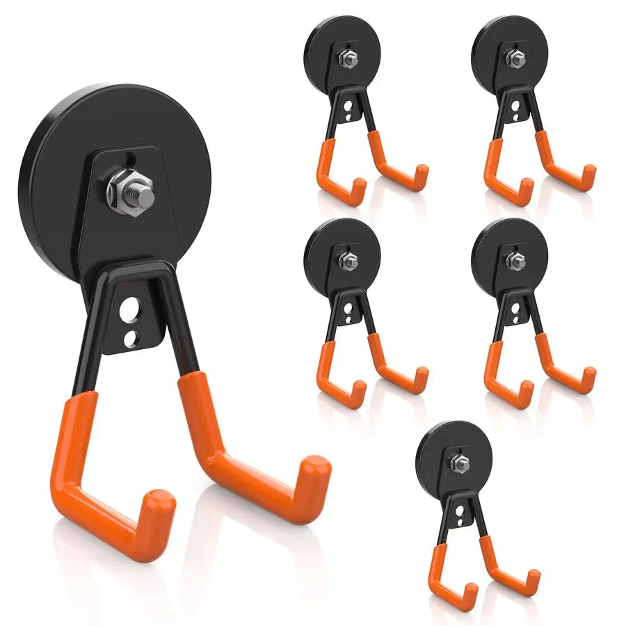 

Utility Hooks Heavy Duty, 6 Pack 2.6in Large Strong Magnet Utility Hooks, Magnetic Garage Hangers Holder With Rubber Coating For