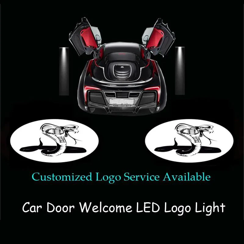 

2 Pieces White Black Cobra Logo LED Welcome Light Ghost Shadow Spotlight Car Door Laser Projector