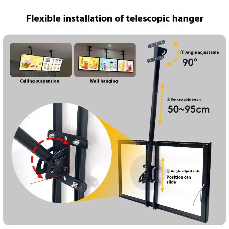 55Inch Vertical Hanging Wall Mount Advertising Machine Restaurant Display Scree Lcd Digital Menu Boards For Marketing
