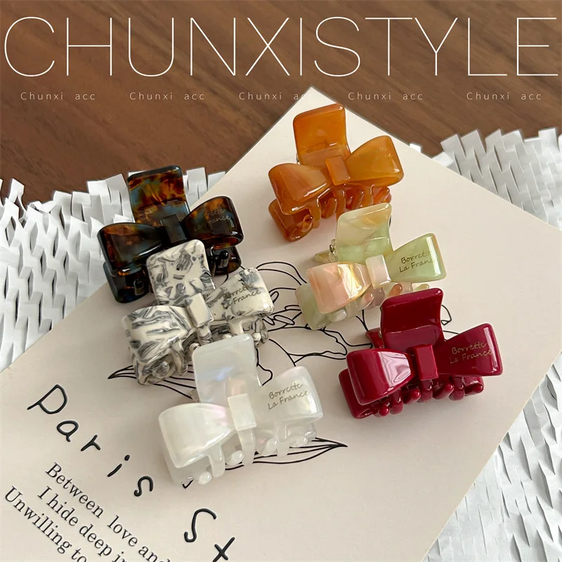 Small Bow~ 4cm Small Bangs Clip Simple Internet celebrity Side Clip Acetate Hairpin Korean Mini Grab Clip Children