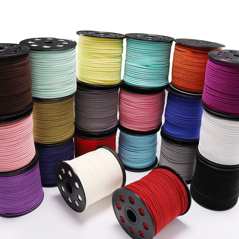 10M 2.5mm zamszowe sznurki skórzane sztuczna skóra płaskie stringi bransoletka bransoletka naszyjnik ustalenia sznurek do biżuterii DIY Making