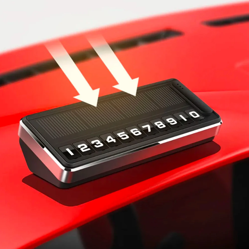 

Solar powered charging parking card, LED automatic illuminated telephone board, temporary parking board decorative panel