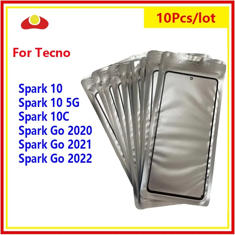 10Pcs/Lot For Tecno Spark 10 5G 10C Spark Go 2020 2021 2022 LCD Front Touch Screen Glass With OCA Glue Replacement carbon fiber car interior accessories for toyota corolla 2019 2020 2021 2022 2023 e210 gear panel window lifter switch kit refit