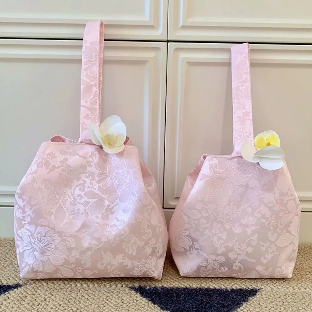 With Flowers Wrist Bags Washable Elegant Gift Jewelry Bags Small Handheld Small Bucket Bags For Girl Lady Women Female