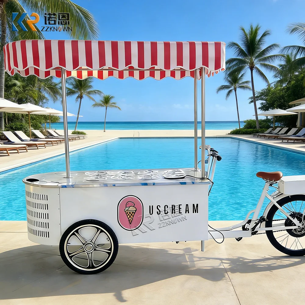 Luxury Ice Cream Cart High Quality Snack Kiosk Beverage Dessert Street Festival Snack Push Cart For Outdoor Event