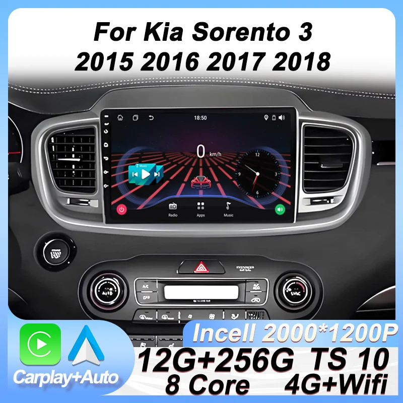 

Android Stereo Head Unit For Kia Sorento 3 2015 2016 2017 2018 GPS Navigation Intelligent System Carplay 8 Core RDS 5G Bluetooth