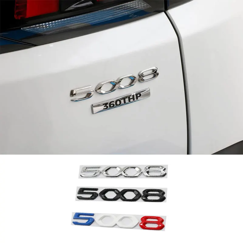 2008 3008 4008 5008 Number Logo Car Stickers for Peugeot New 2008 3008 4008 5008 Rear Trunk Labels Metal 3D Decorative Mark