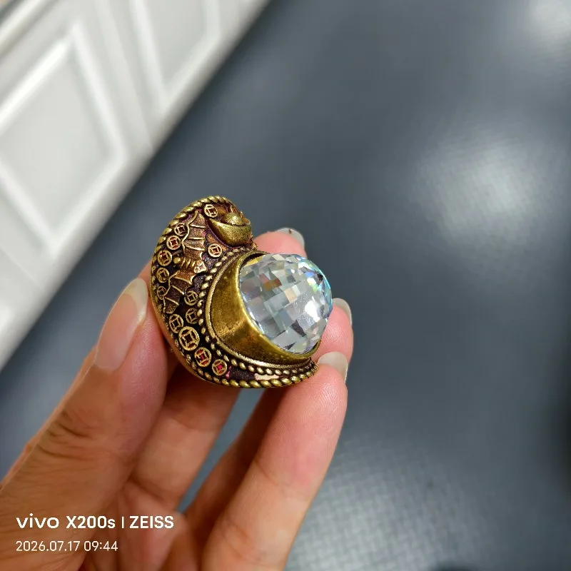 Antique Purple Acala God Ring 20mm Lab Grown Color Gemstone Mohs 9 Collectible Vintage Ornament